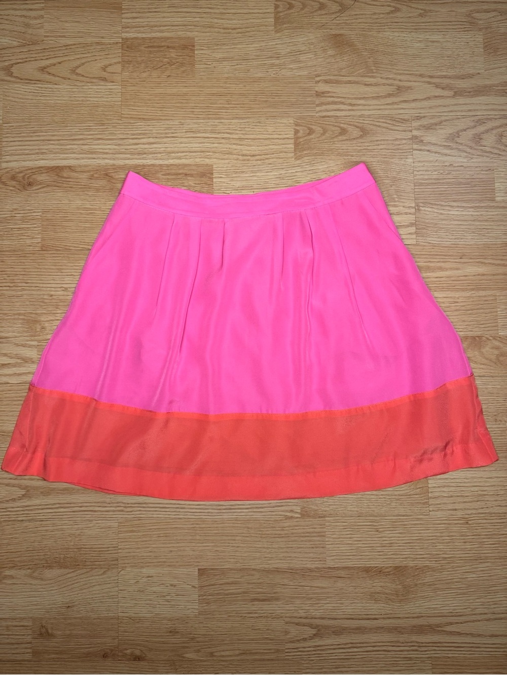 J. Crew Pink and Coral Colorblock Skater Skirt